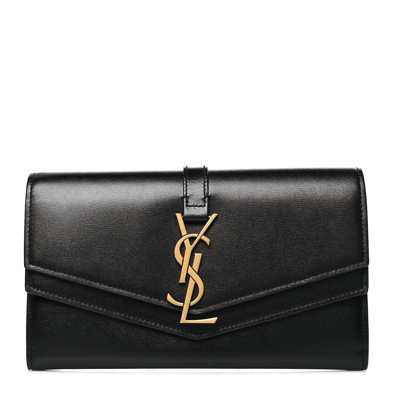 Saint Laurent Smooth Calfskin Monogram Sulpice Wallet Black 1 of 7