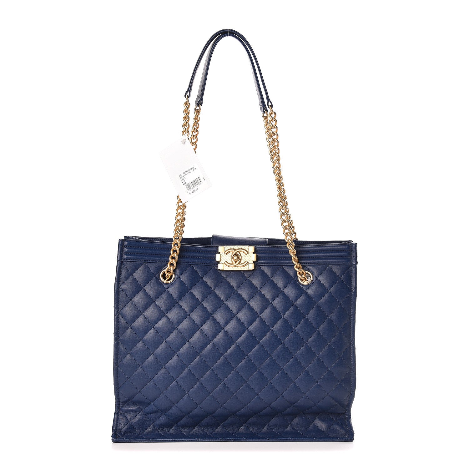 Chanel Calfskin Quilted Large Boy Tote Navy 1 of 10