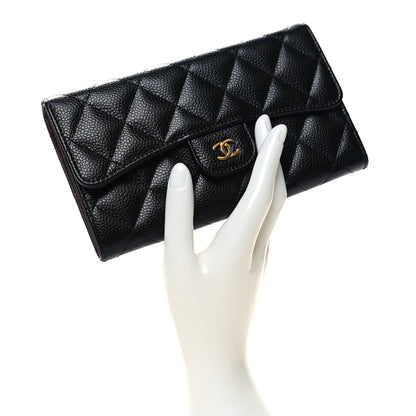 Chanel Caviar Quilted Long Flap Wallet Black 2 of 9