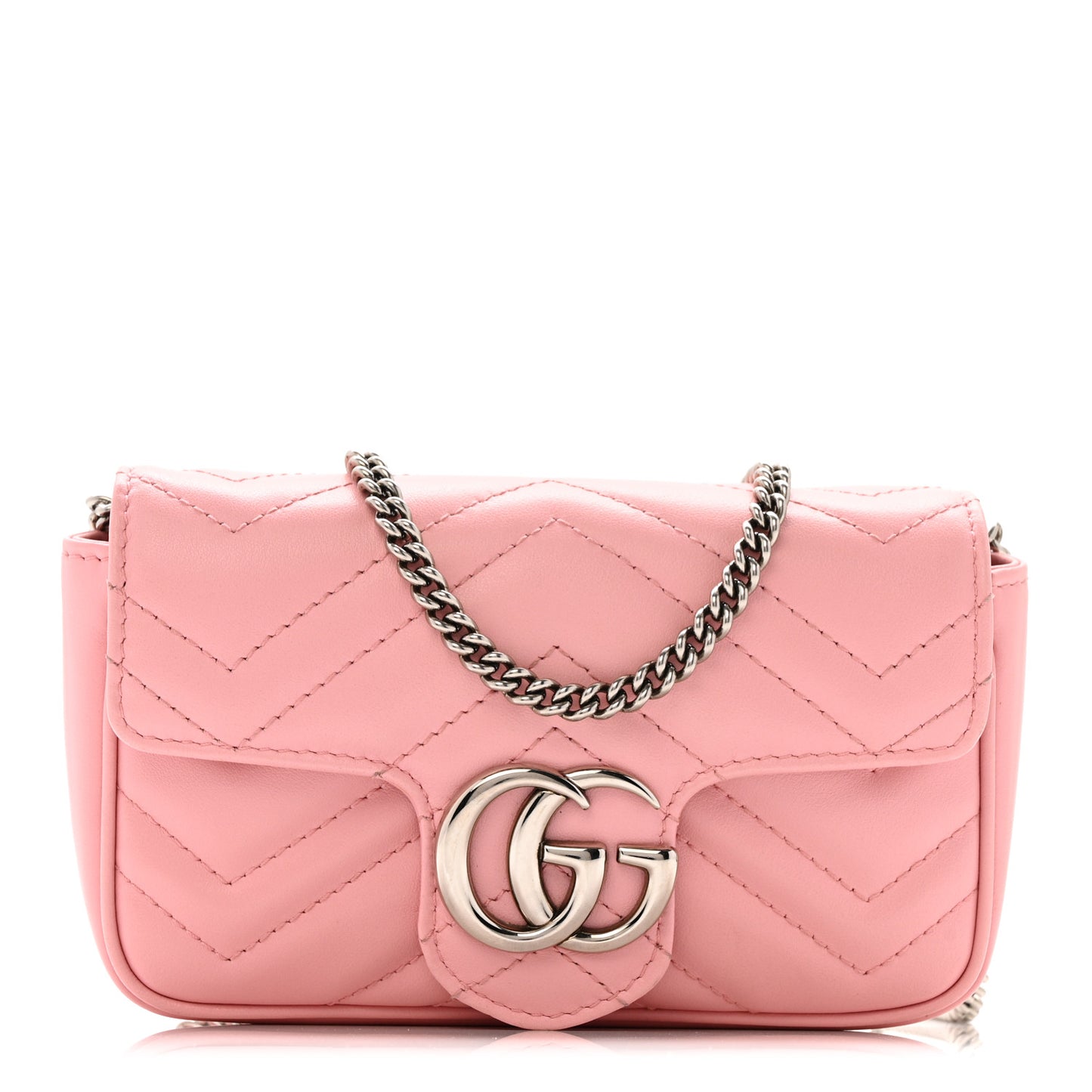 Calfskin Matelasse Super Mini GG Marmont Shoulder Bag Wild Rose Wild Rose