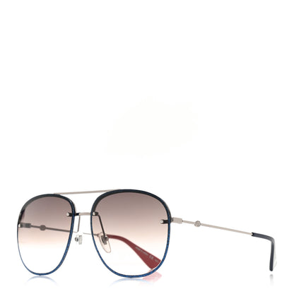 Gucci Metal Glitter Aviator Sunglasses G0227S Blue Silver 1 of 7