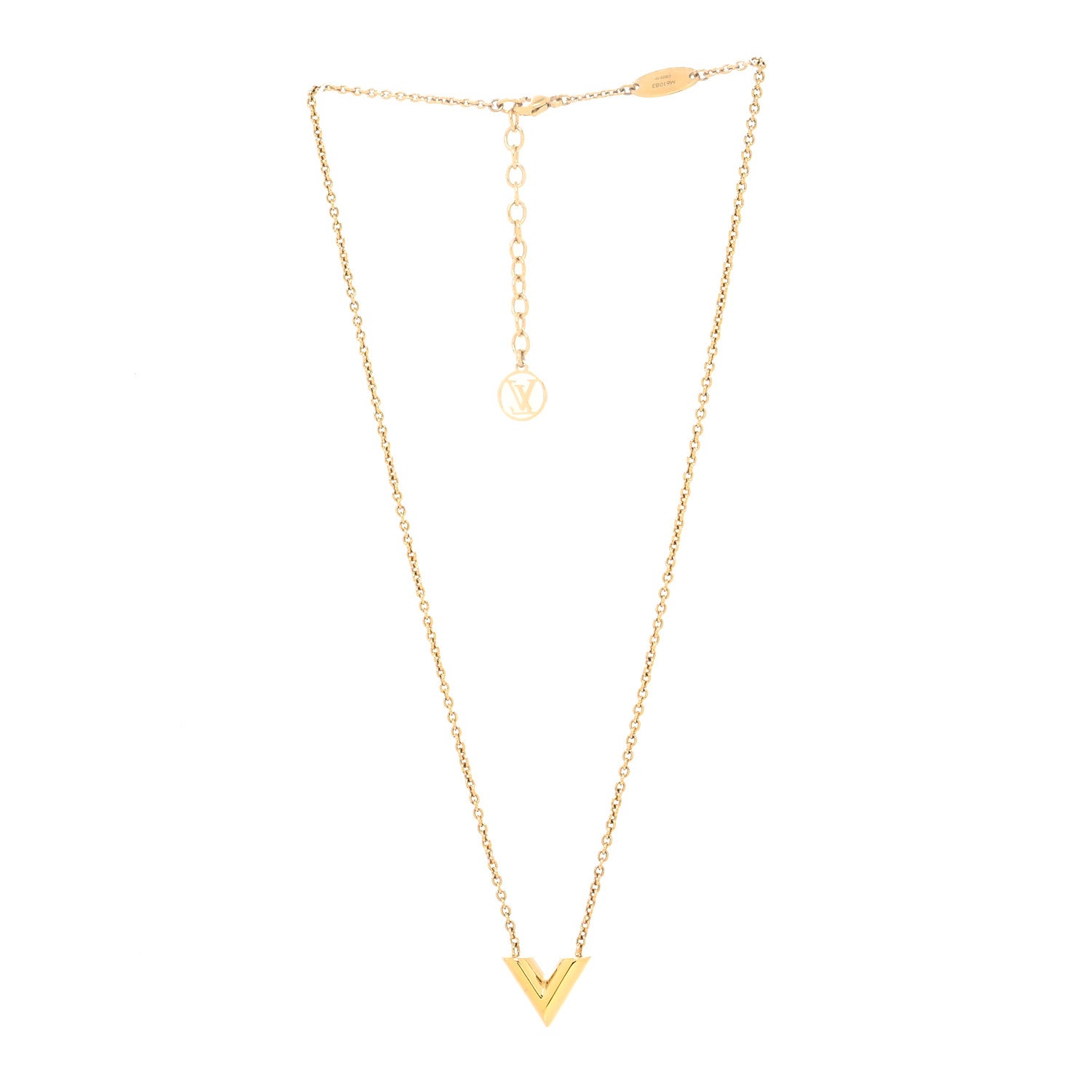 Louis Vuitton Brass Essential V Necklace Gold 2 of 4