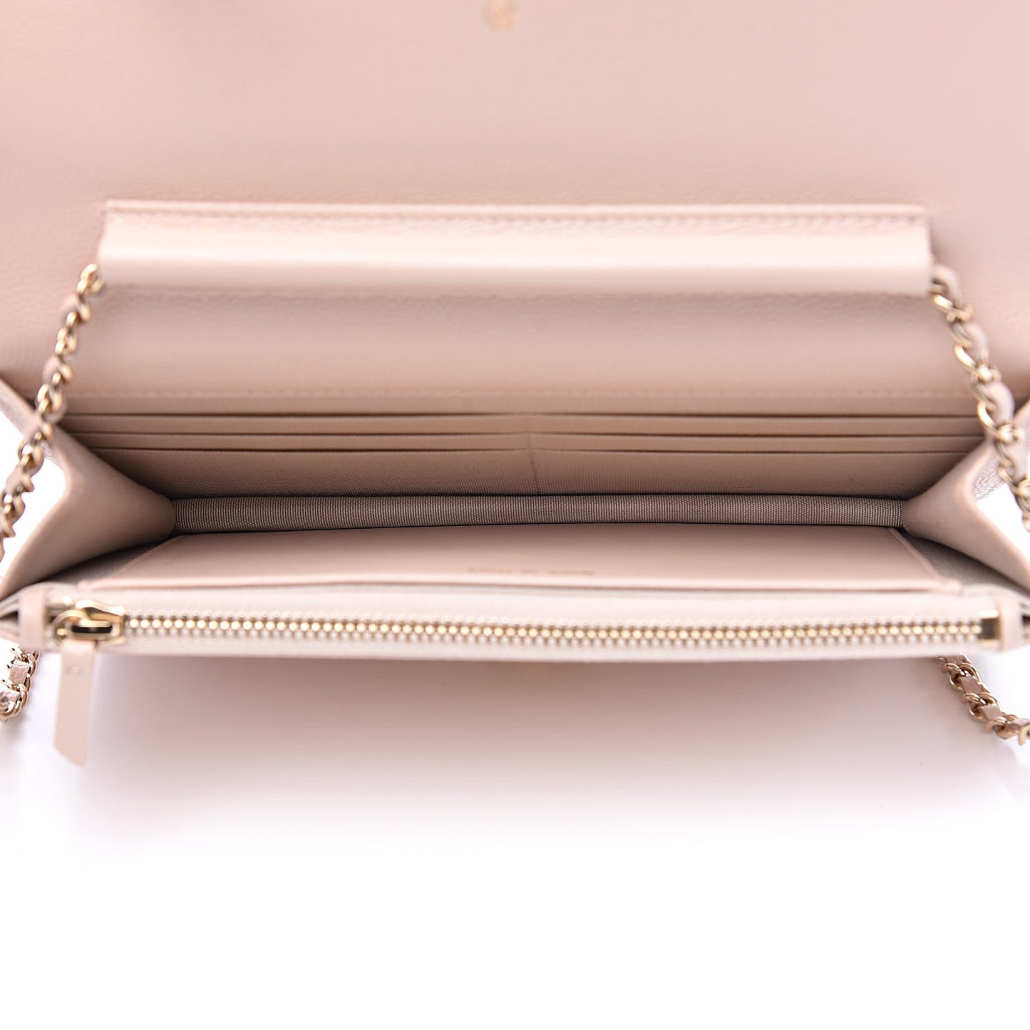 Caviar Quilted Golden Class Wallet On Chain WOC Light Beige