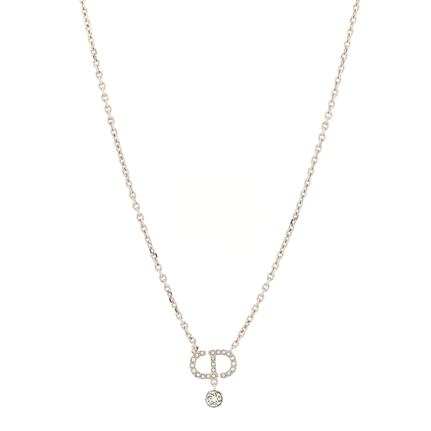 Crystal CD Pendant Necklace Silver