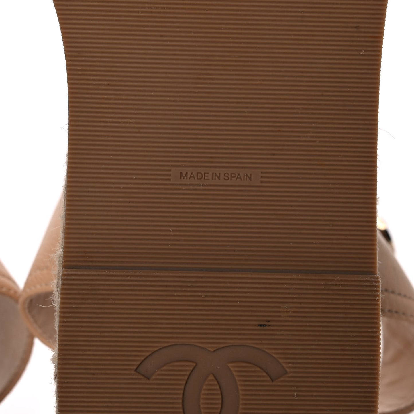 Lambskin Cap Toe CC Espadrille Sandals 42 Beige Black