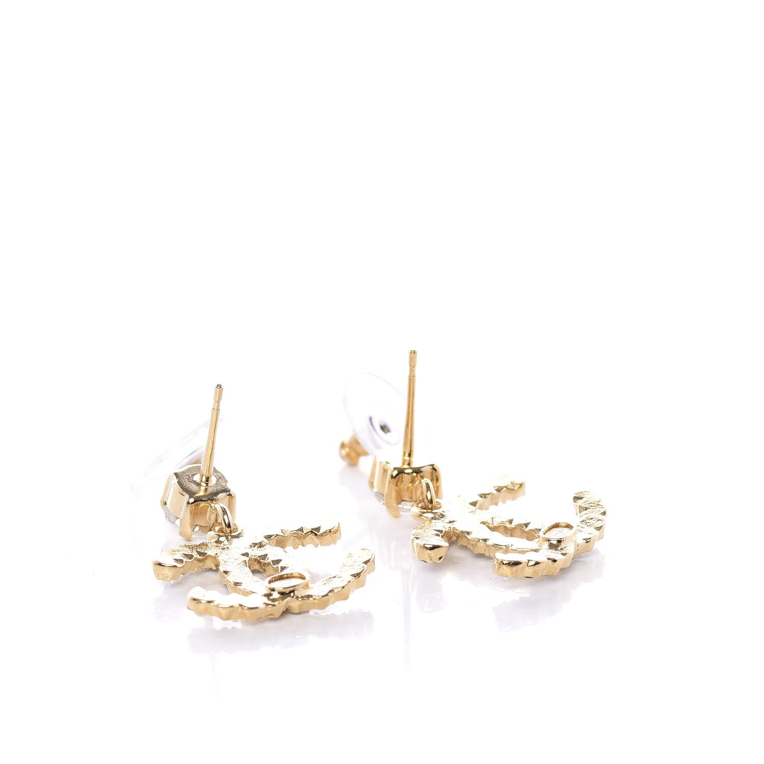 Chanel Resin Crystal Pearl CC Drop Earrings Gold Black 3 of 5
