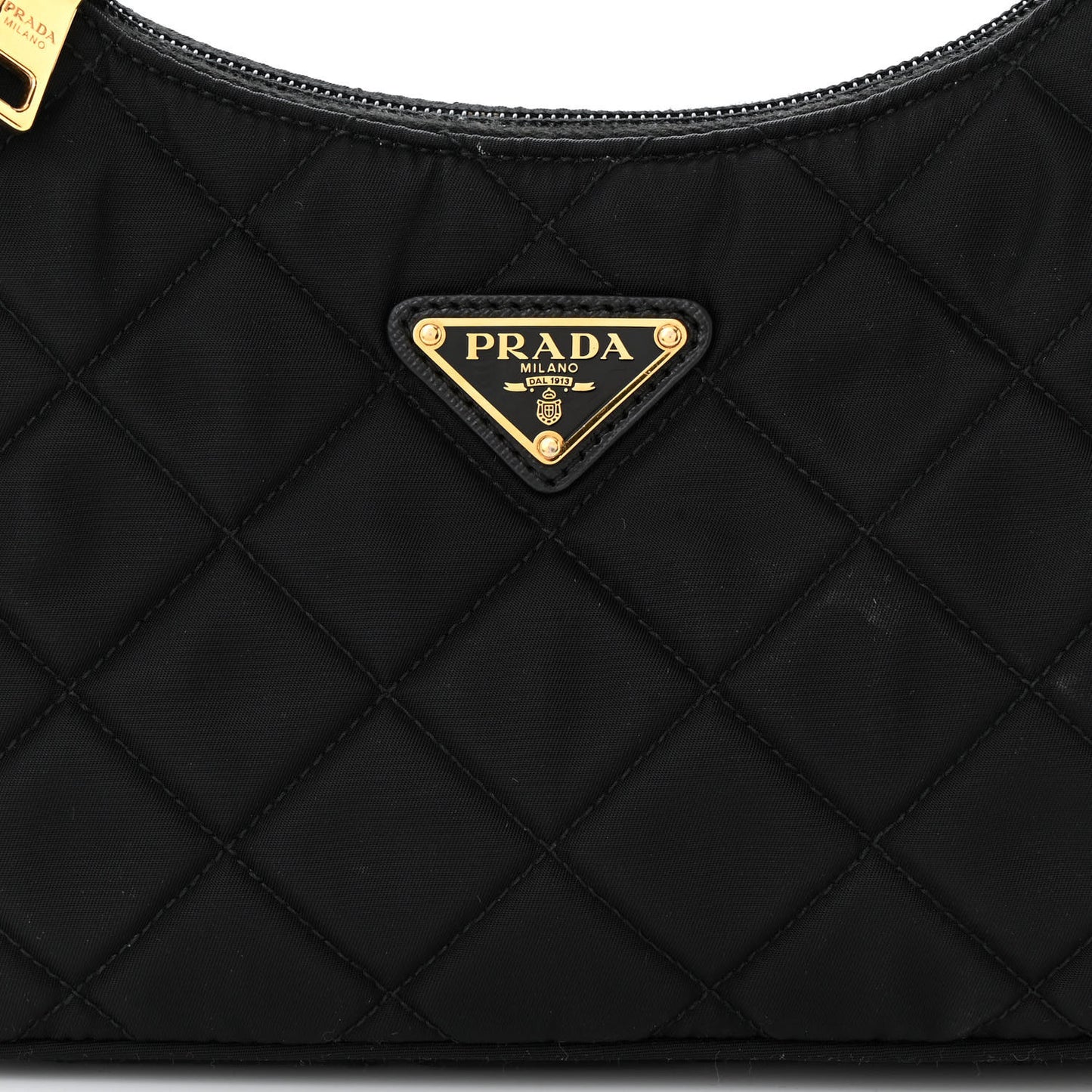 Tessuto Nylon Stitched Shoulder Bag Black