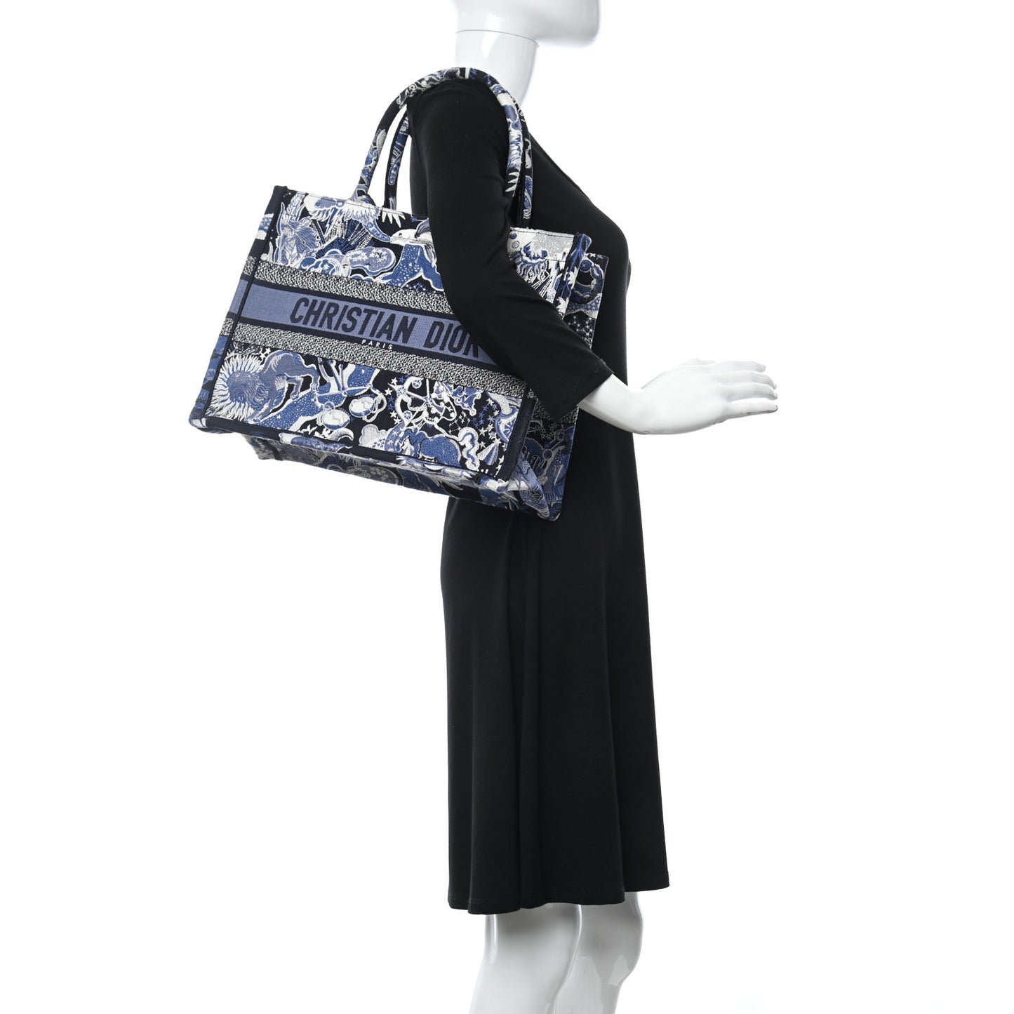 Canvas Embroidered Medium Constellation Book Tote Blue