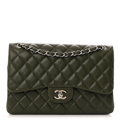Chanel Caviar Quilted Jumbo Double Flap Vert Fonce 1 of 12