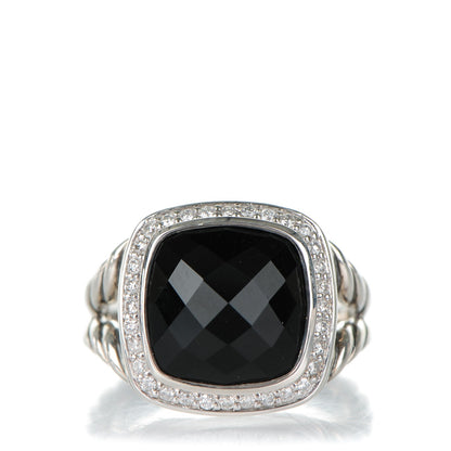 David Yurman Sterling Silver Diamond Black Onyx 11mm Albion Ring 54 6.75 1 of 4