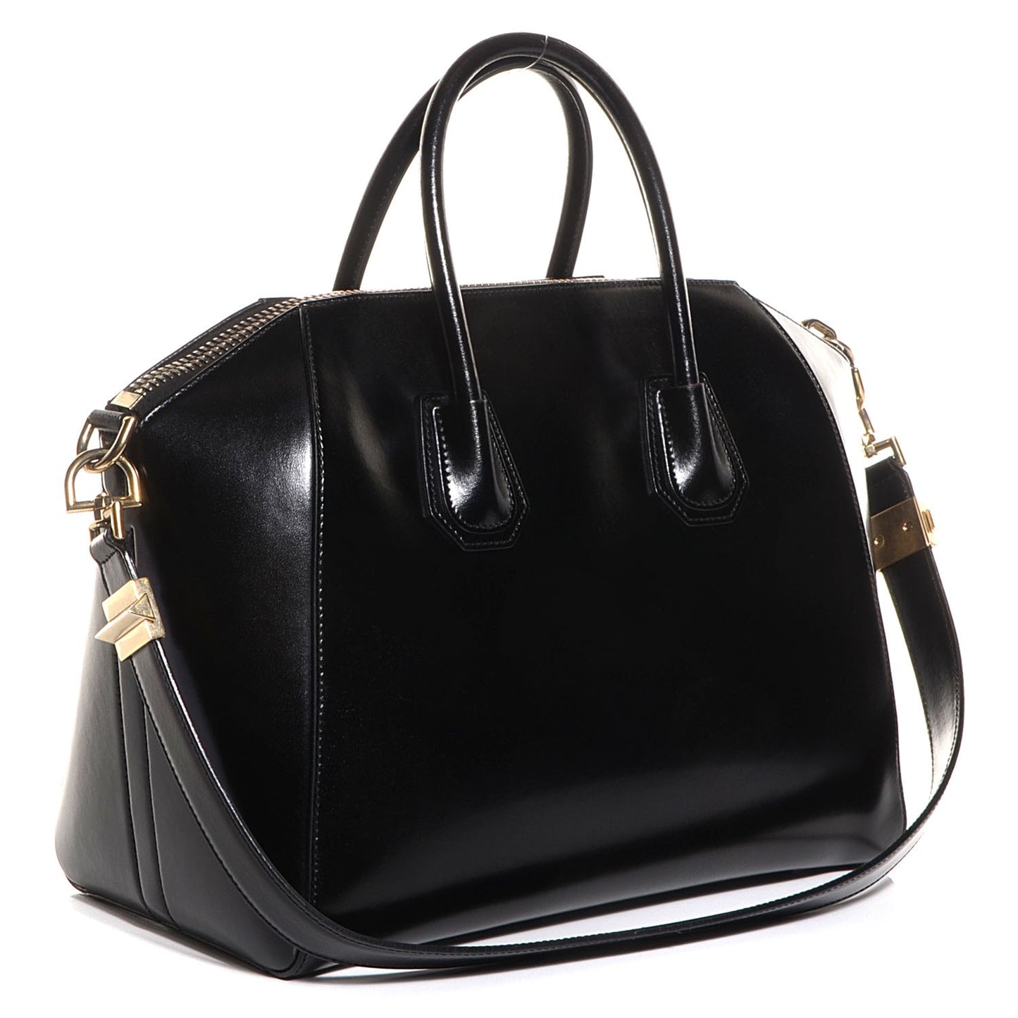 Shiny Lord Calfskin Medium Antigona Black