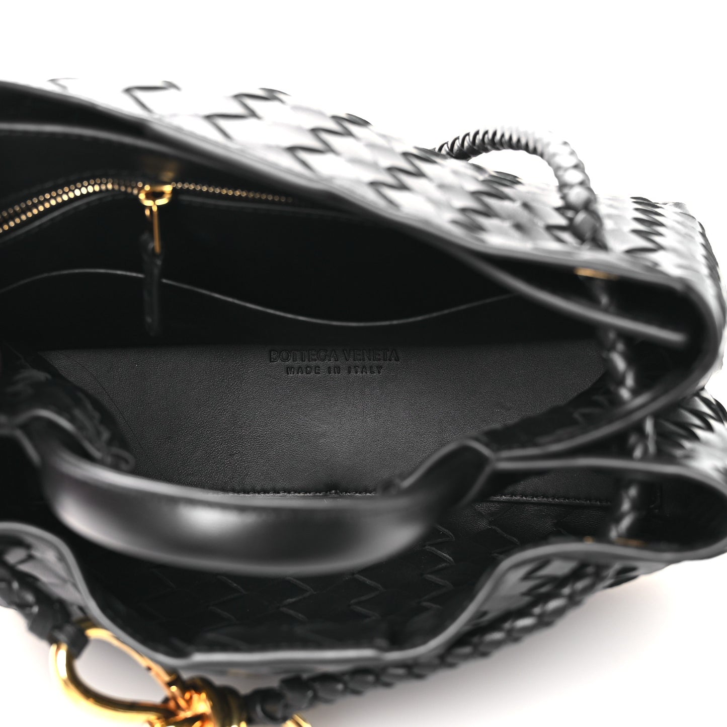 Nappa Intrecciato Small Andiamo Shoulder Bag Black