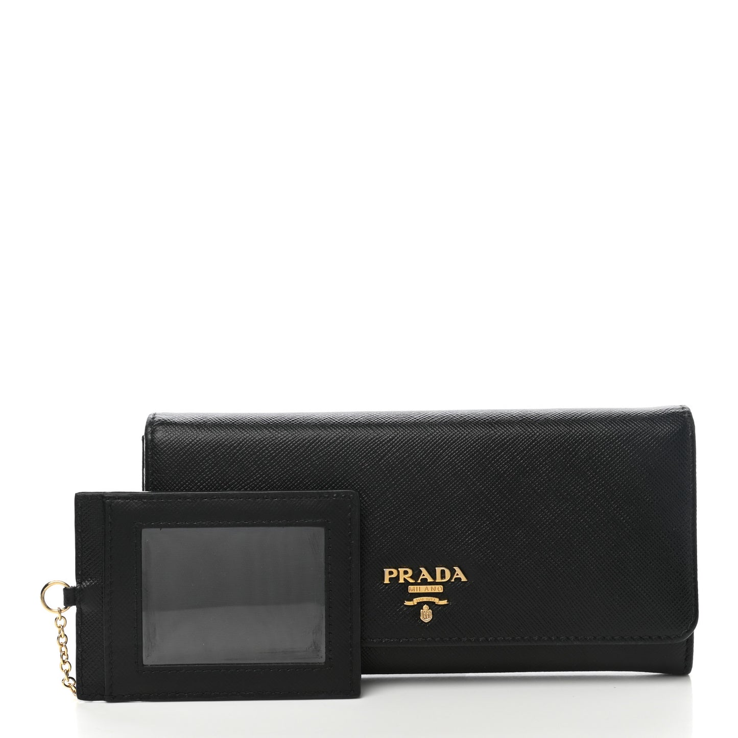Saffiano Metal Continental Flap Wallet Black