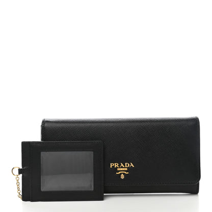 Prada Saffiano Metal Continental Flap Wallet Black 7 of 7