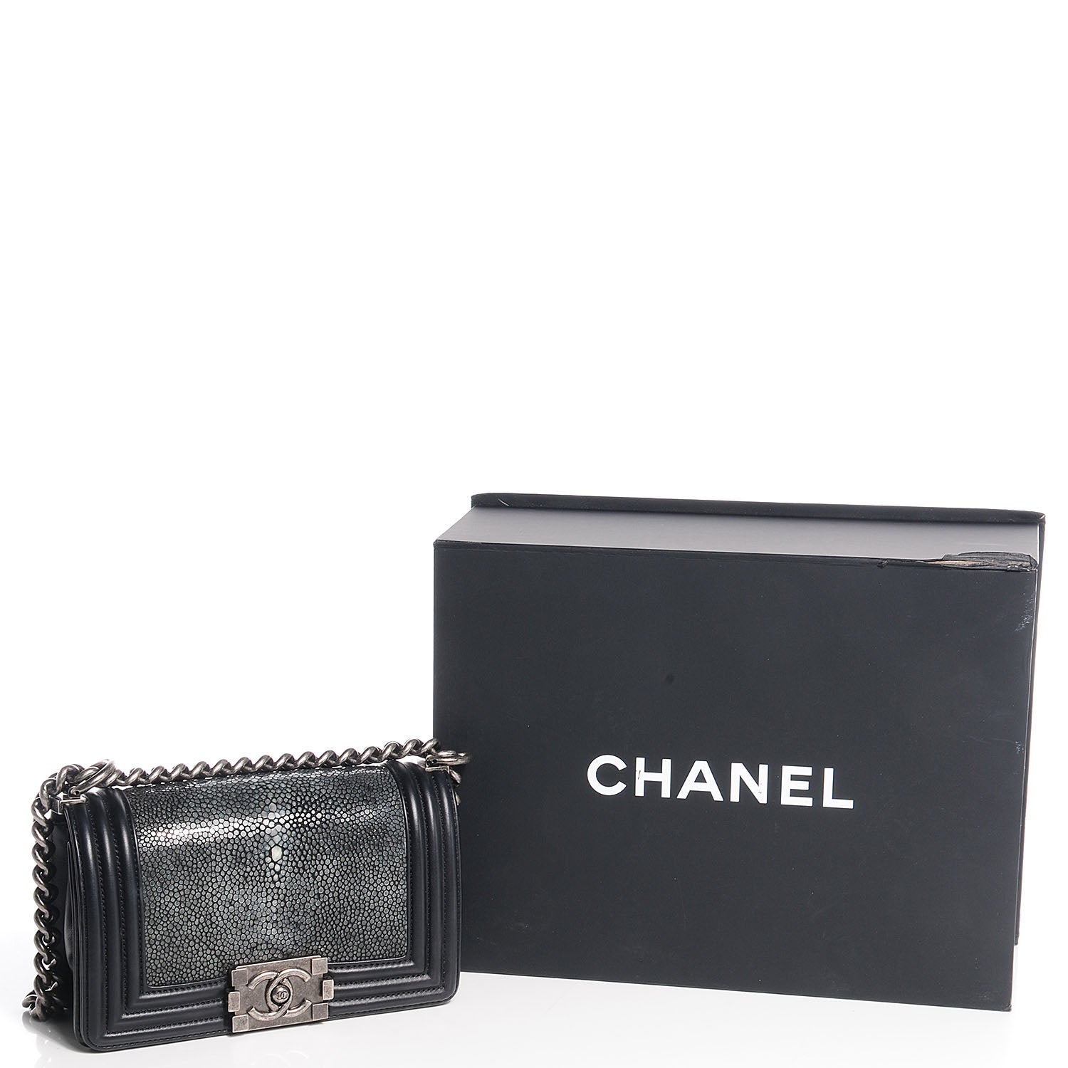 Chanel Galuchat Stingray Small Boy Flap Black 5 of 9