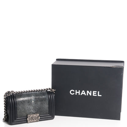 Chanel Galuchat Stingray Small Boy Flap Black 5 of 9