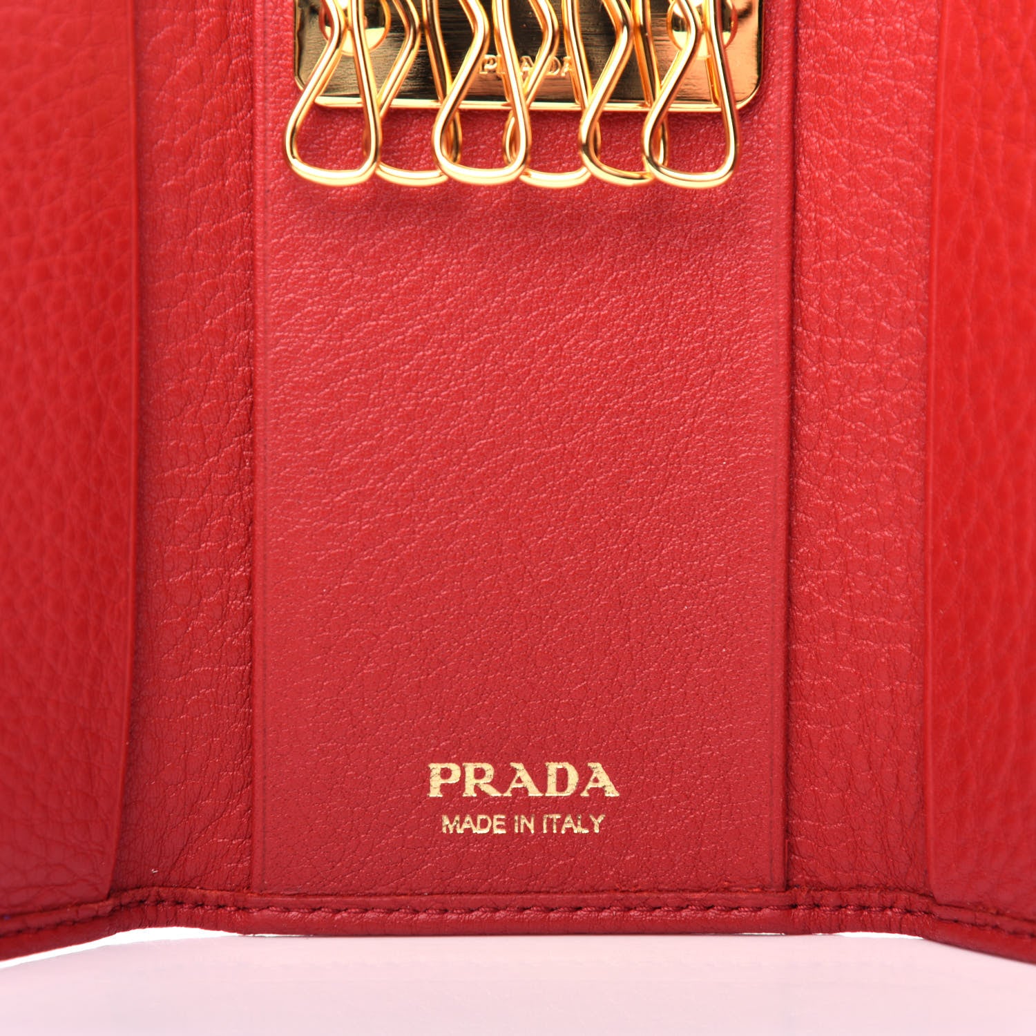 Prada Vitello Grain 6 Key Holder Rosso 6 of 8