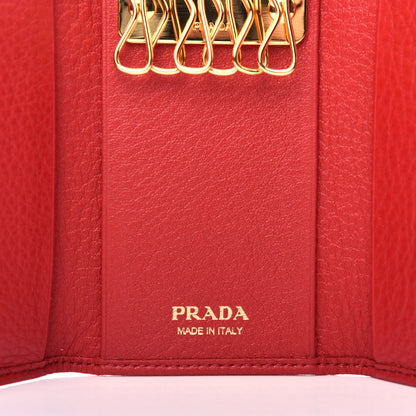 Prada Vitello Grain 6 Key Holder Rosso 6 of 8