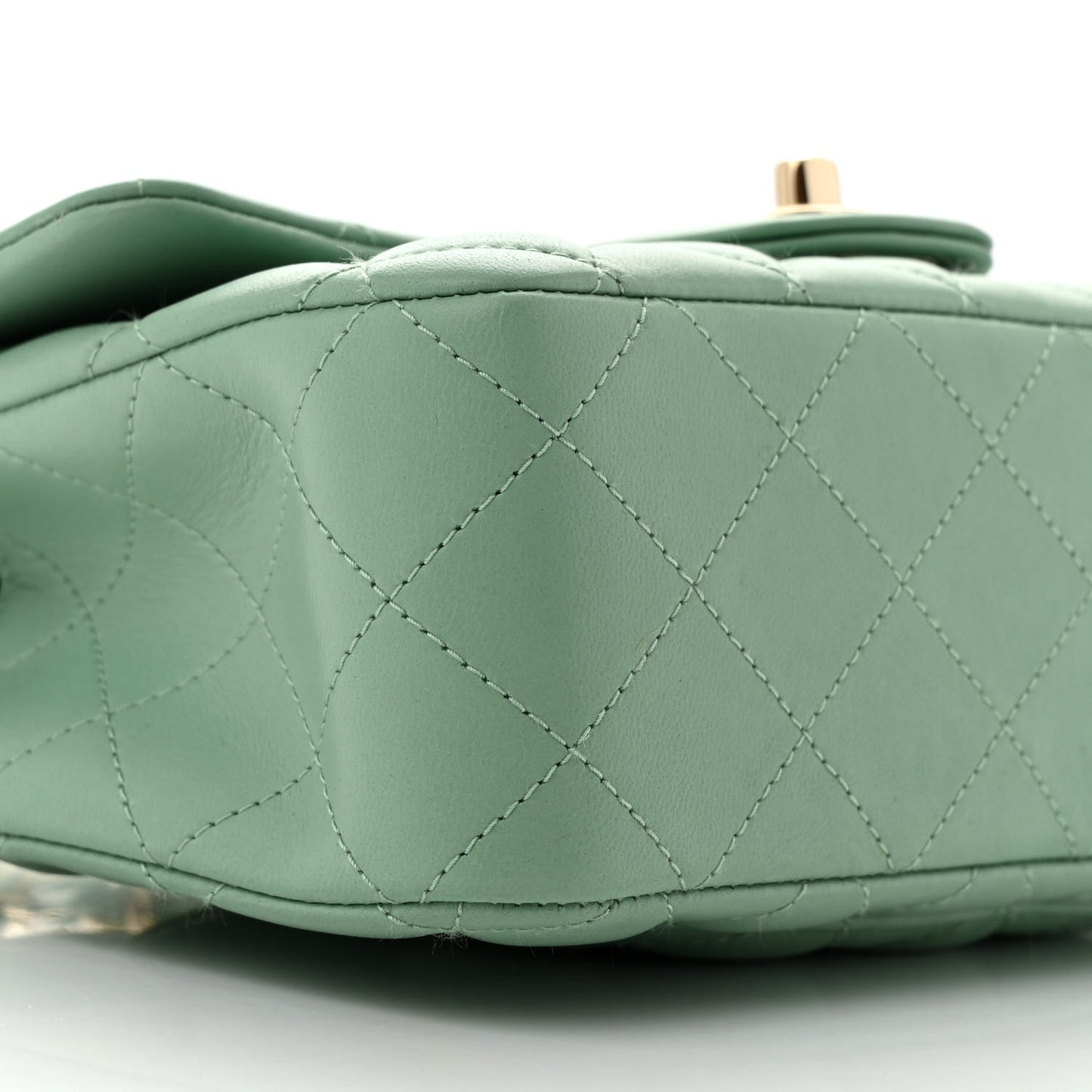 Lambskin Quilted Mini Rectangular Flap Light Green
