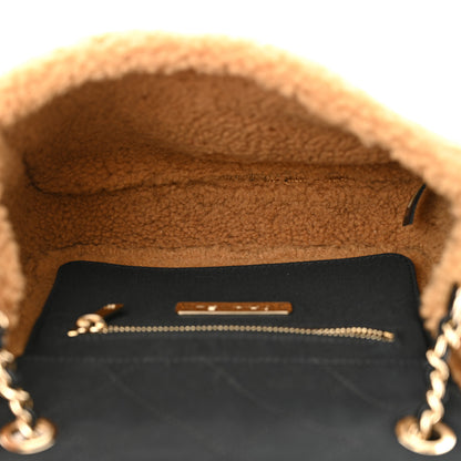 Chanel Shiny Crumpled Sheepskin Shearling CC Mania Flap Bag Black Beige 5 of 11