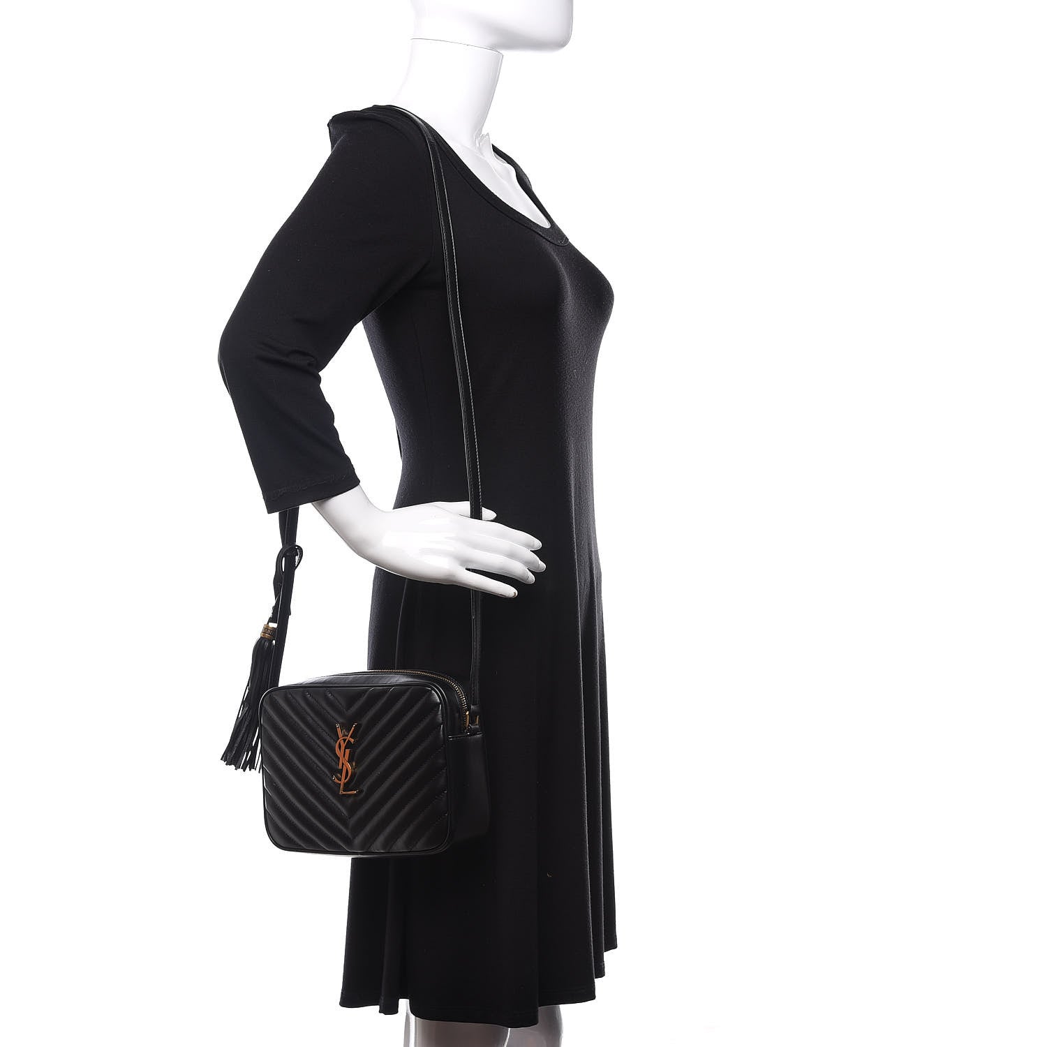Saint Laurent Calfskin Matelasse Monogram Lou Camera Bag Black 2 of 10