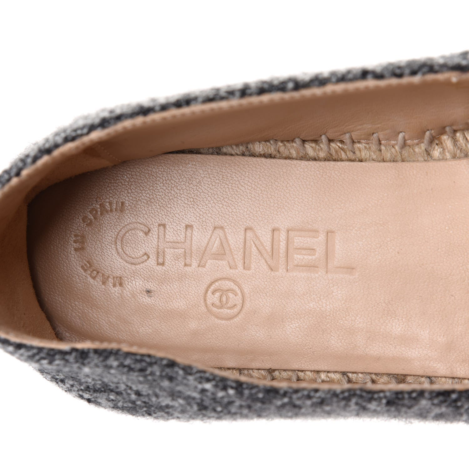 Chanel Tweed Velvet CC Espadrilles 36 Grey Black 7 of 11