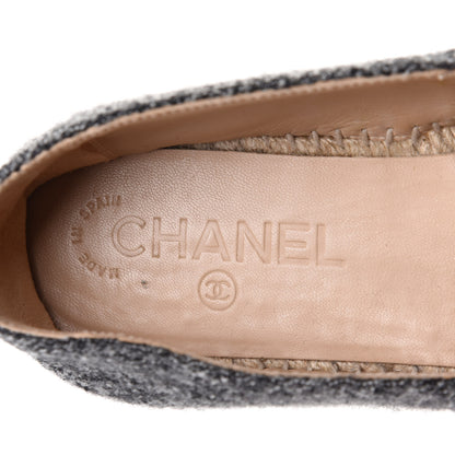Chanel Tweed Velvet CC Espadrilles 36 Grey Black 7 of 11