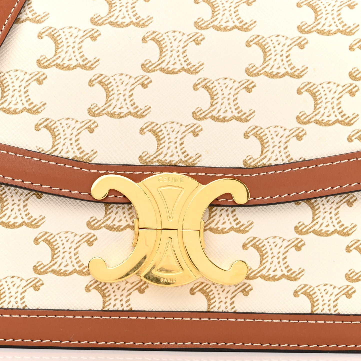 Calfskin Triomphe Canvas Teen Triomphe Bag White