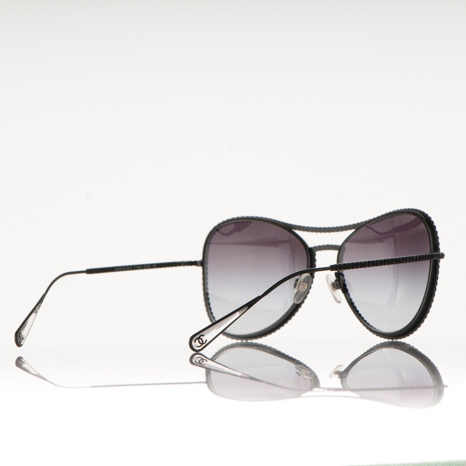 Chanel Crystal Aviator Sunglasses 71108 Black 5 of 10