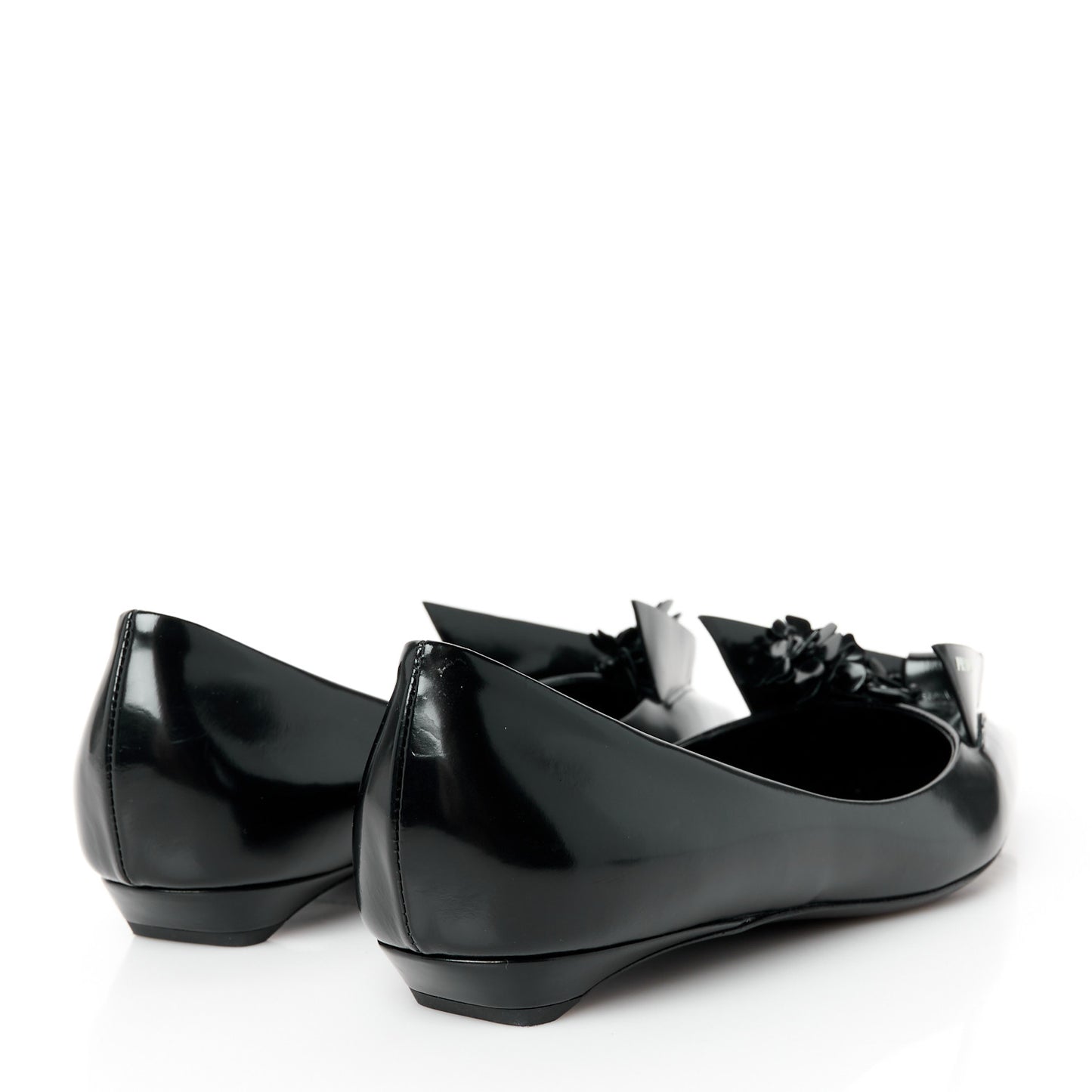 Spazzolato Floral Applique Ballerina Flats 37 Black