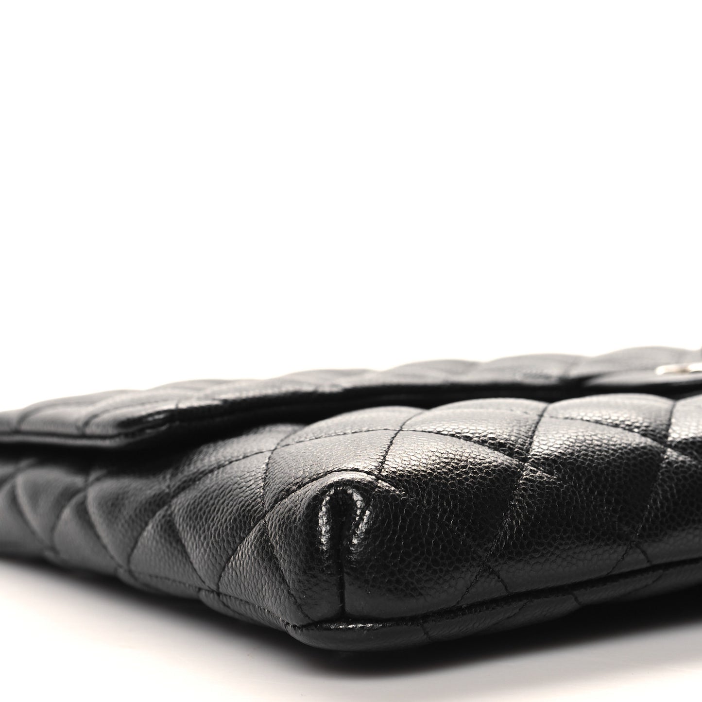 Caviar Quilted Flap Clutch Black