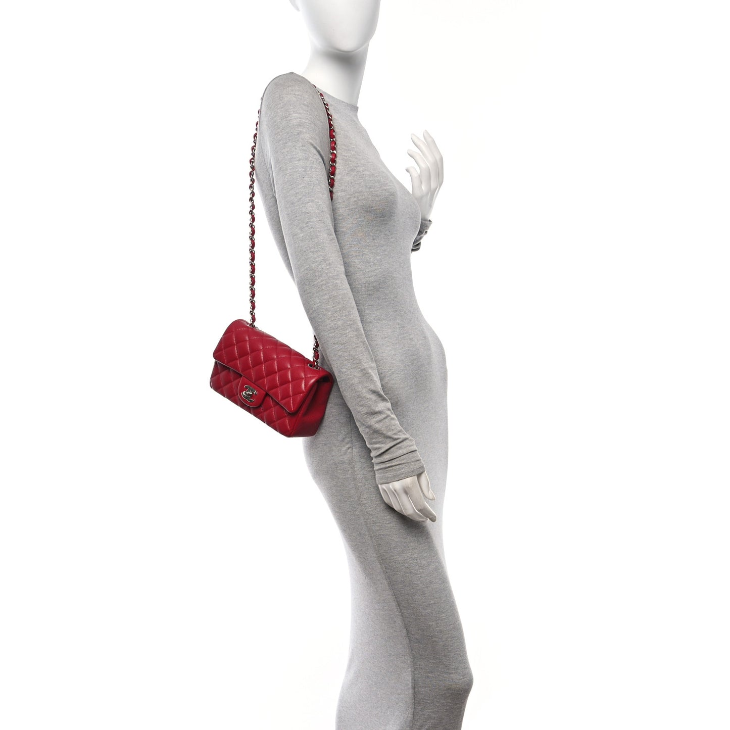 Caviar Quilted Mini Rectangular Flap Red