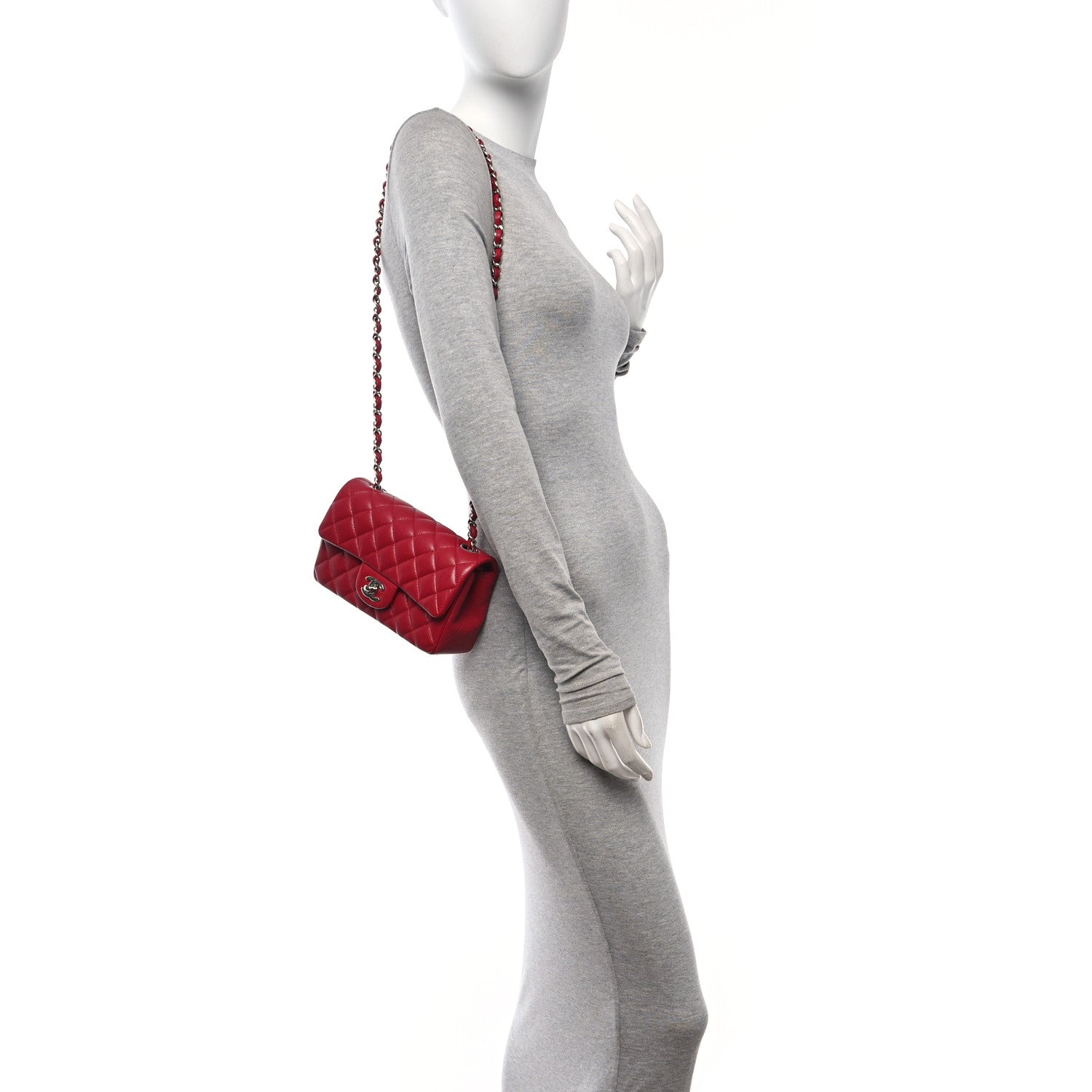 Chanel Caviar Quilted Mini Rectangular Flap Red 2 of 10