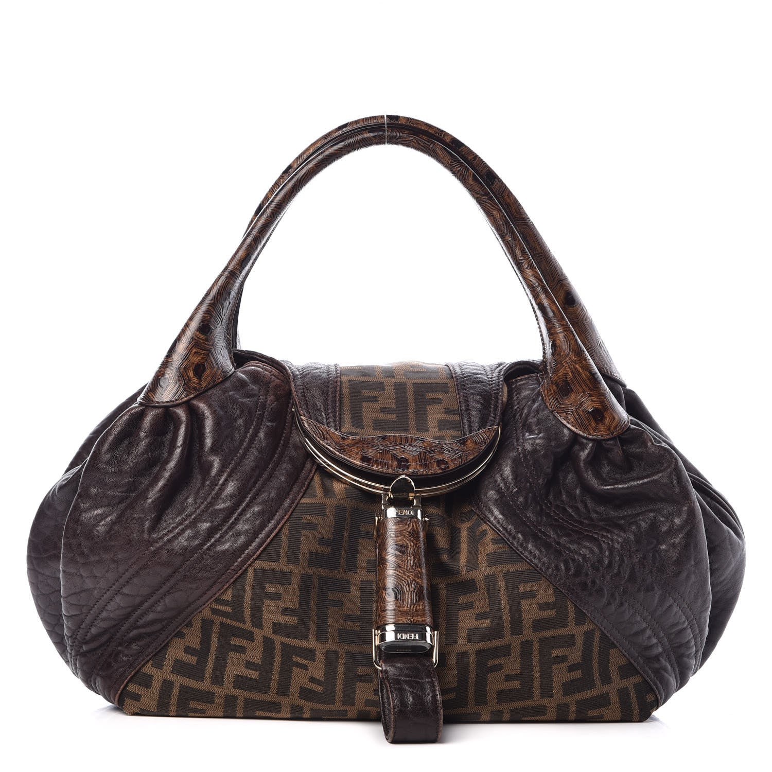Fendi Zucca Nappa Nuvolata Vitello Tortuga Spy Tobacco Moro 1 of 18