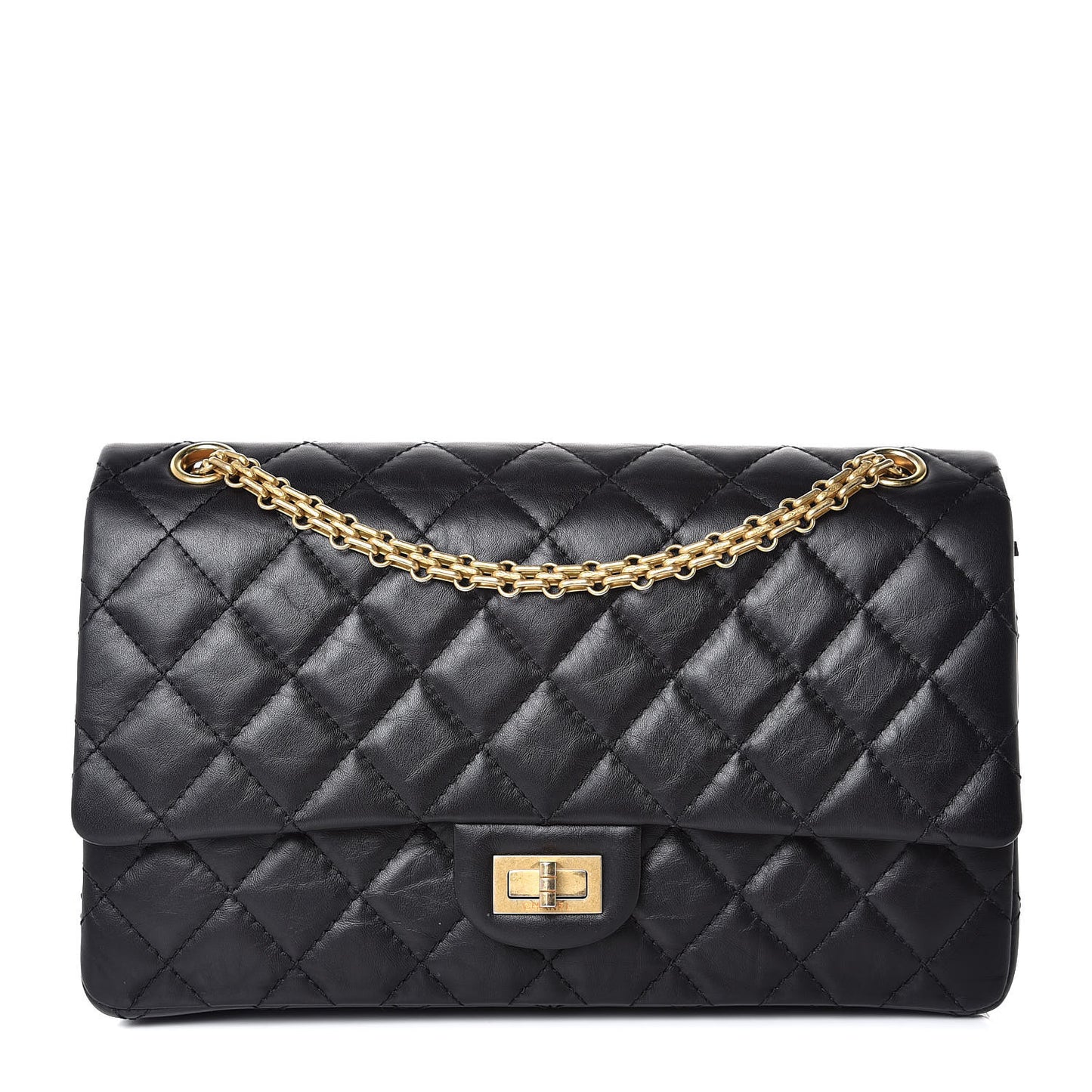 Aged Calfskin Quilted 2.55 Reissue 226 Flap Black