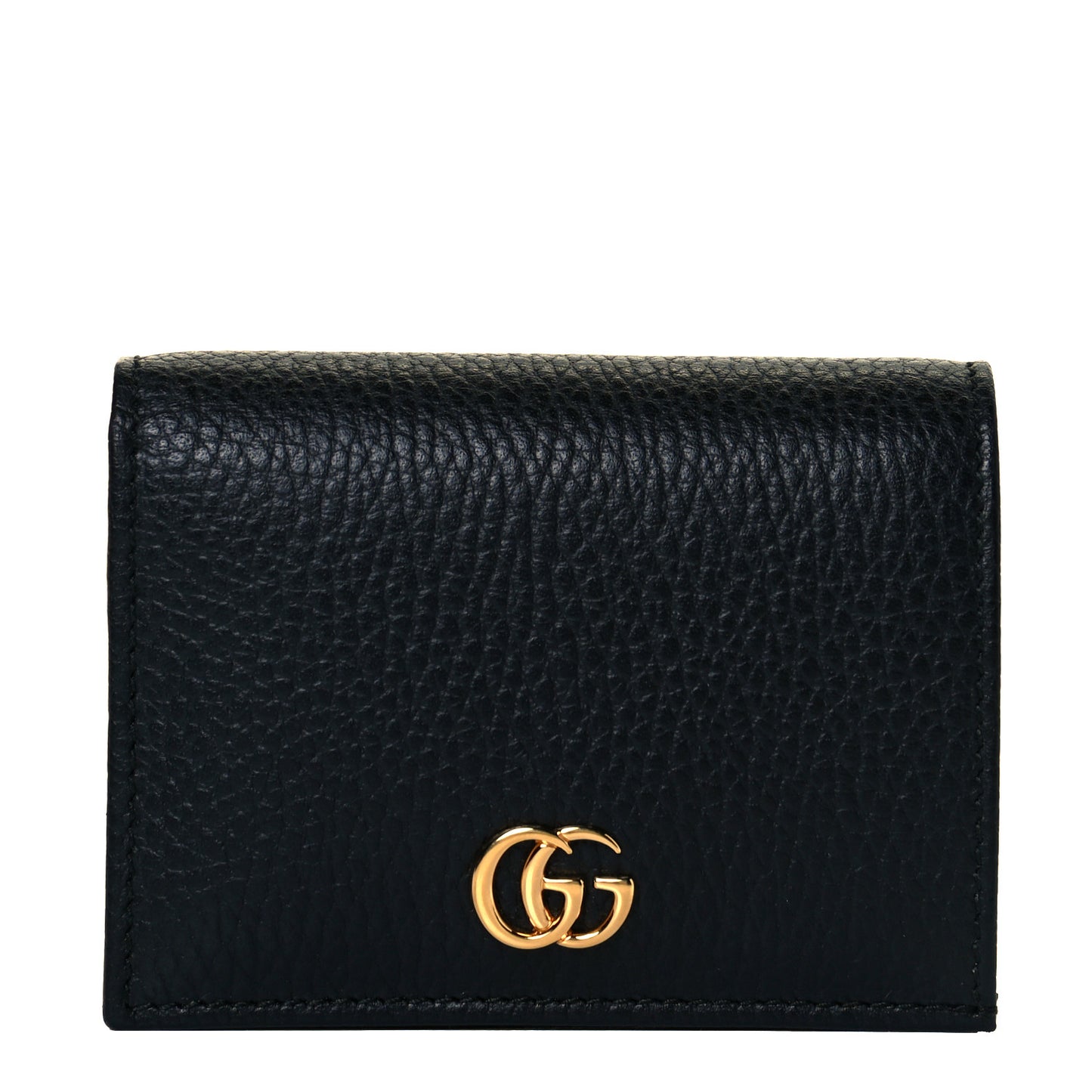 Pebbled Calfskin GG Marmont Card Case Black