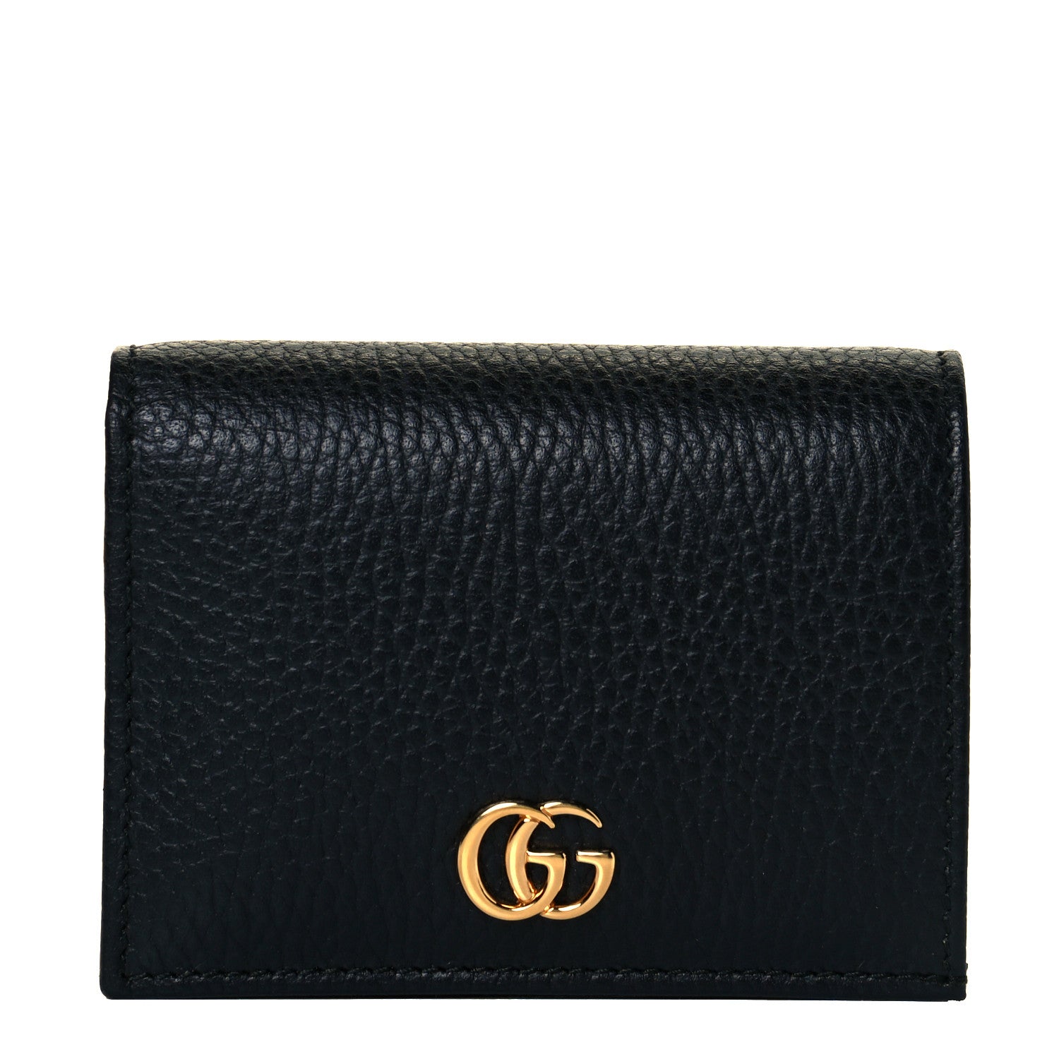 Gucci Pebbled Calfskin GG Marmont Card Case Black 1 of 16