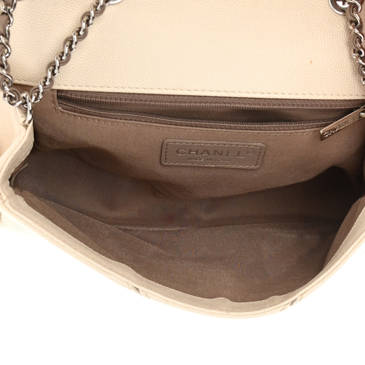 Caviar Macro Chevron Single Flap White