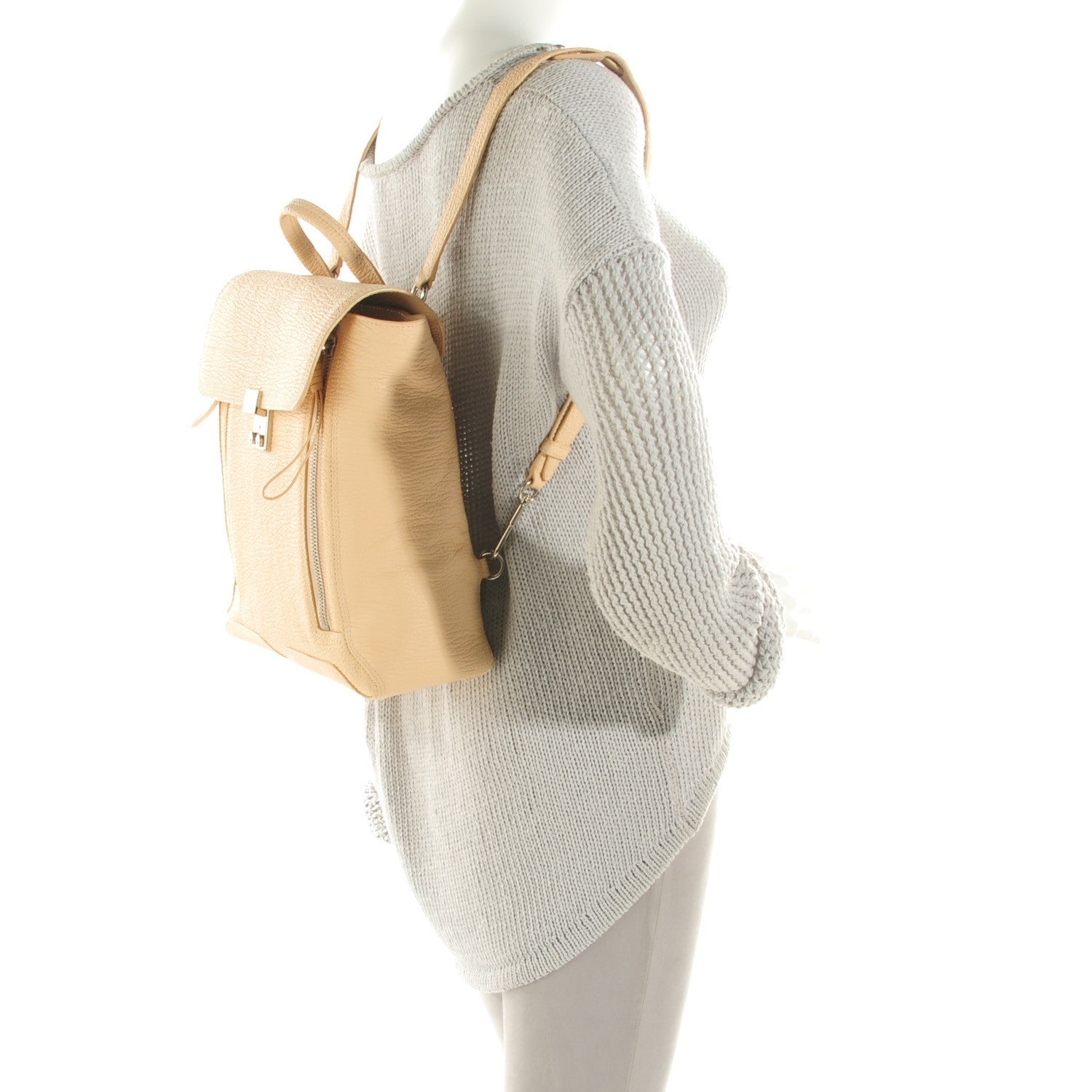 3.1 Phillip Lim 3.1 Textured Calfskin Pashli Backpack Buff 2 of 8