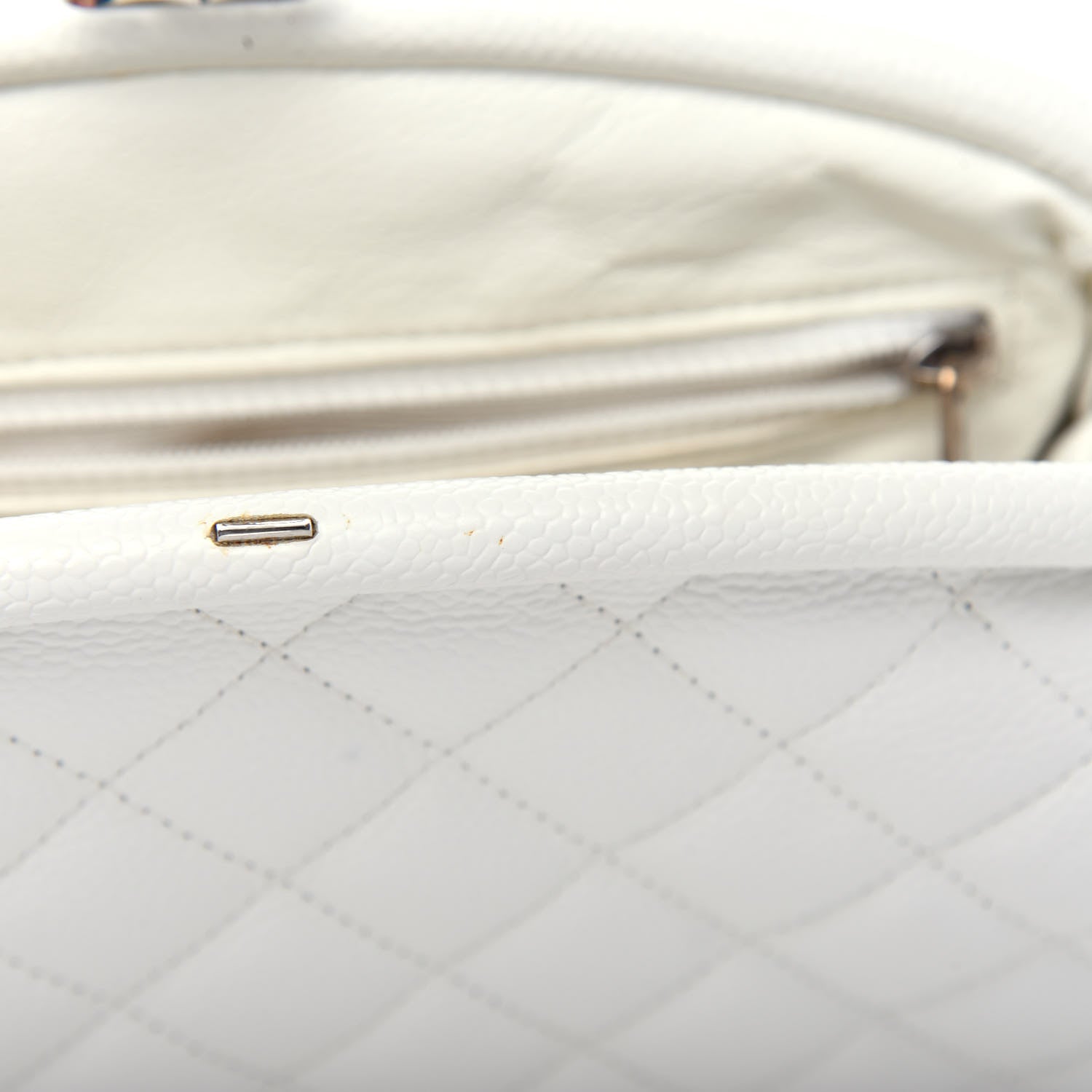Chanel Caviar Quilted Timeless Clutch White 9 of 10