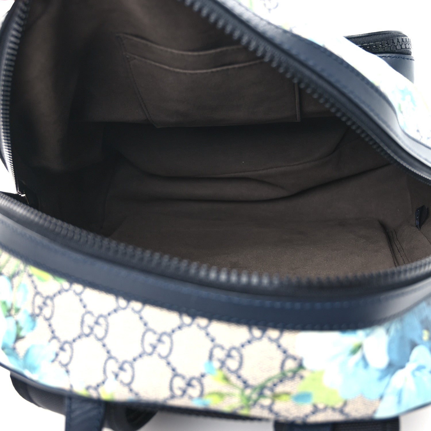 Gucci GG Supreme Monogram Blooms Medium Day Backpack Beige Blue Navy 5 of 11