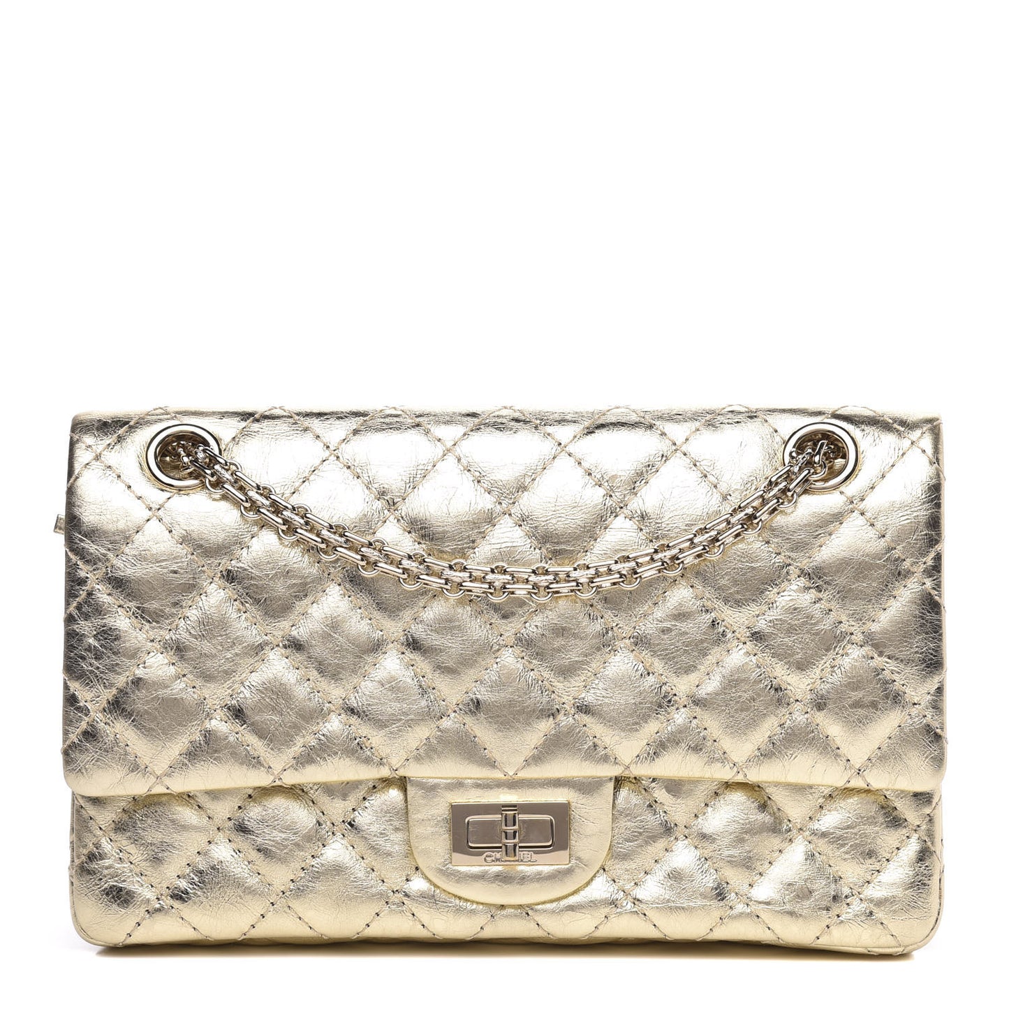 Metallic Aged Calfskin Quilted 2.55 Reissue 225 Flap Gold