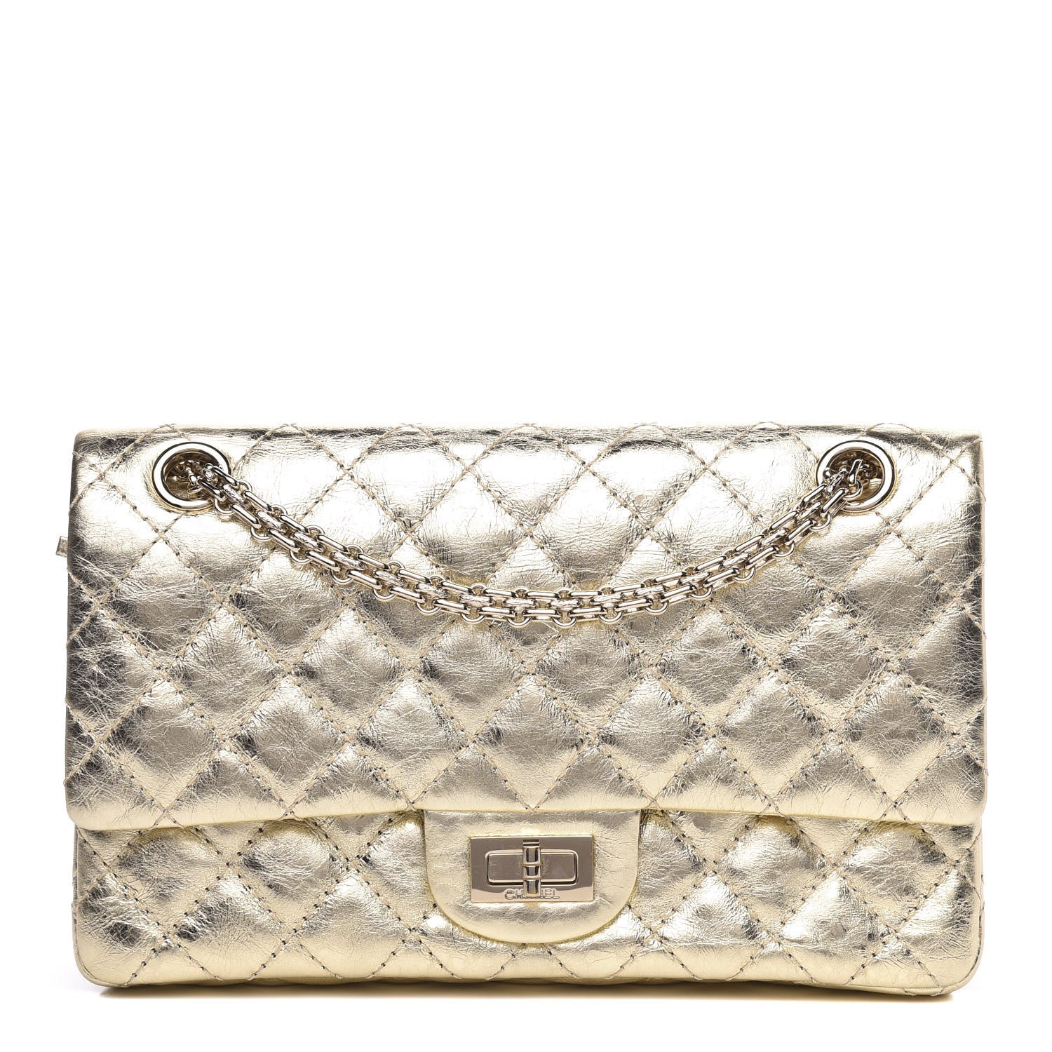 Chanel Metallic Aged Calfskin Quilted 2.55 Reissue 225 Flap Gold 1 of 9