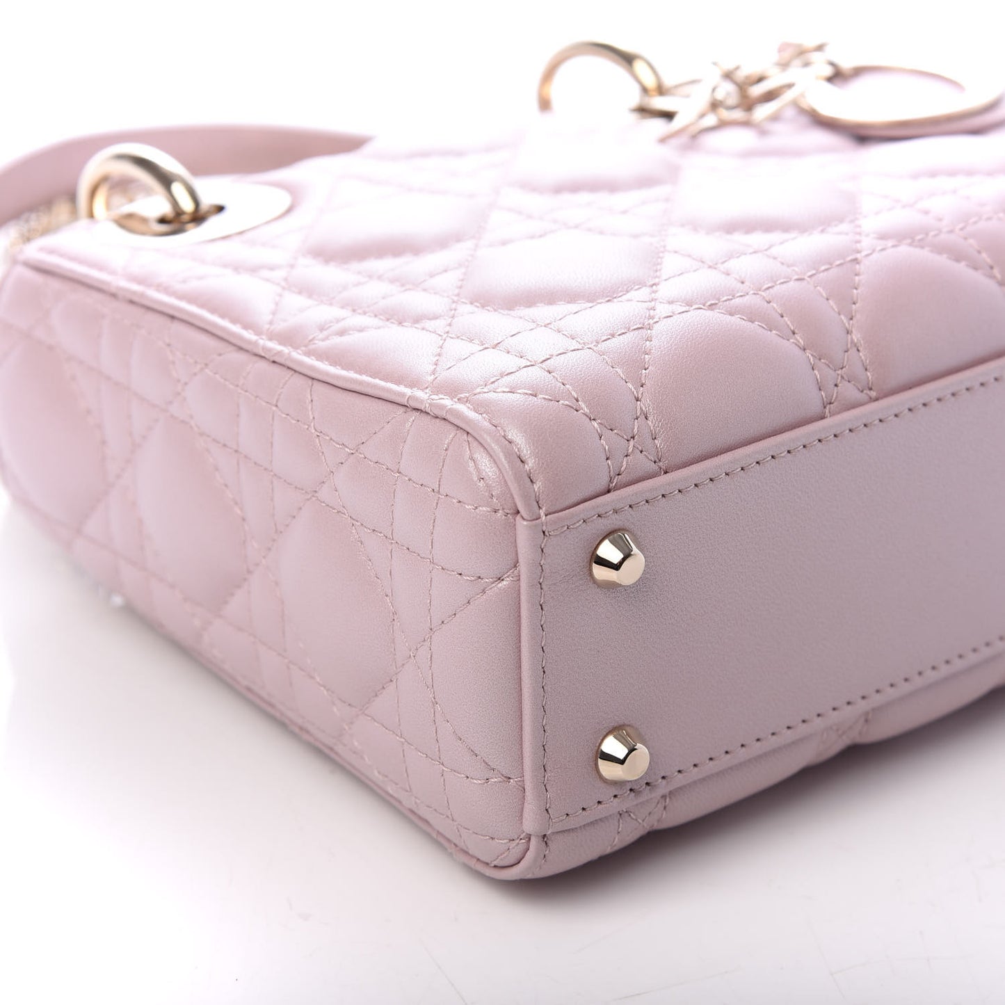 Metallic Lambskin Cannage Mini Lady Dior Lotus