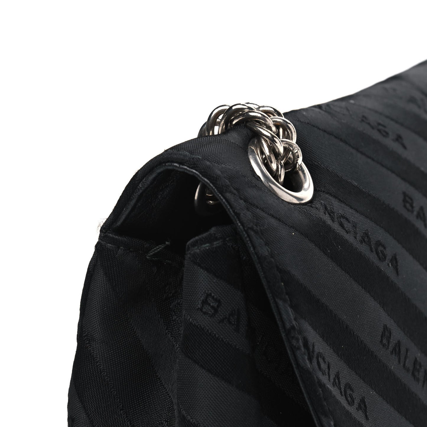Nylon Jacquard Diagonal Logo Medium Scarf Lock Chain Shoulder Bag Black Red