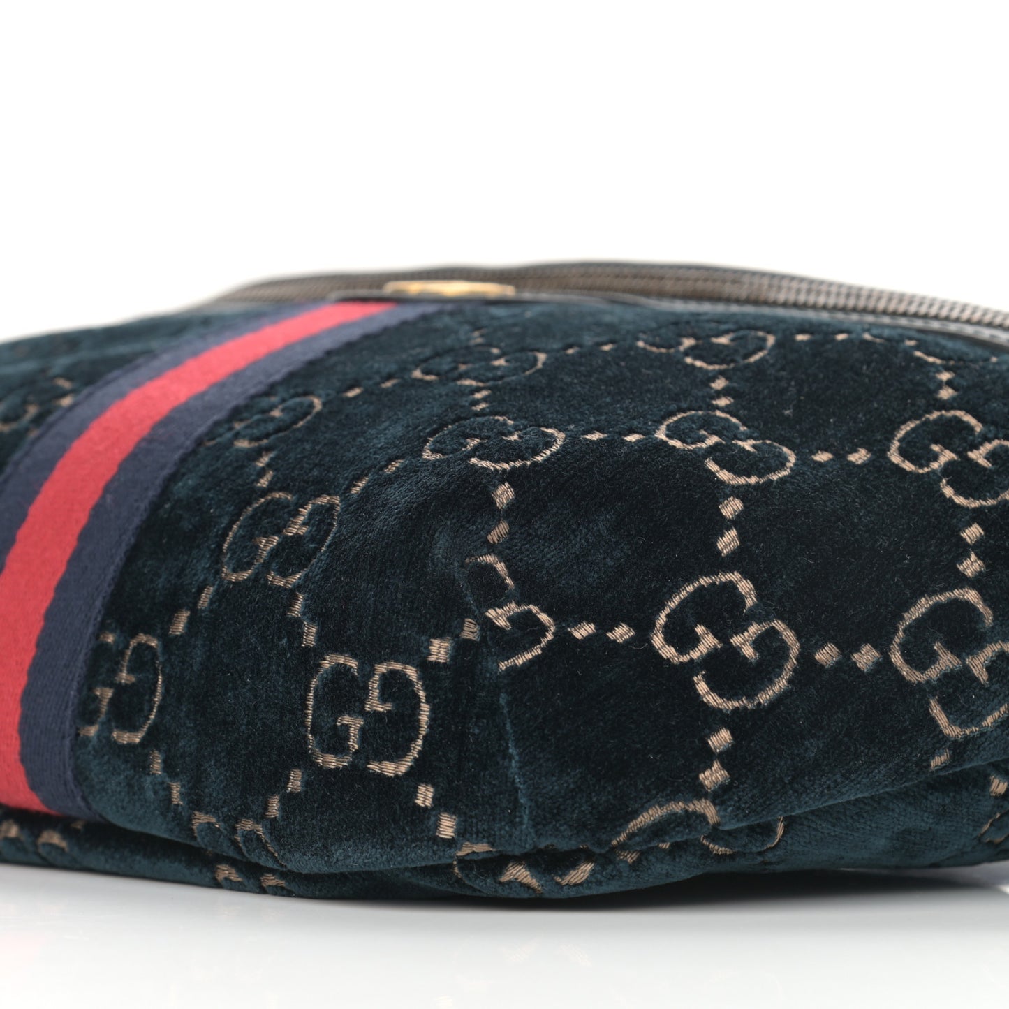 Velvet GG Monogram Web Belt Bag Blue Beige