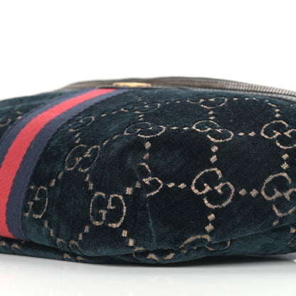 Gucci Velvet GG Monogram Web Belt Bag Blue Beige 10 of 11