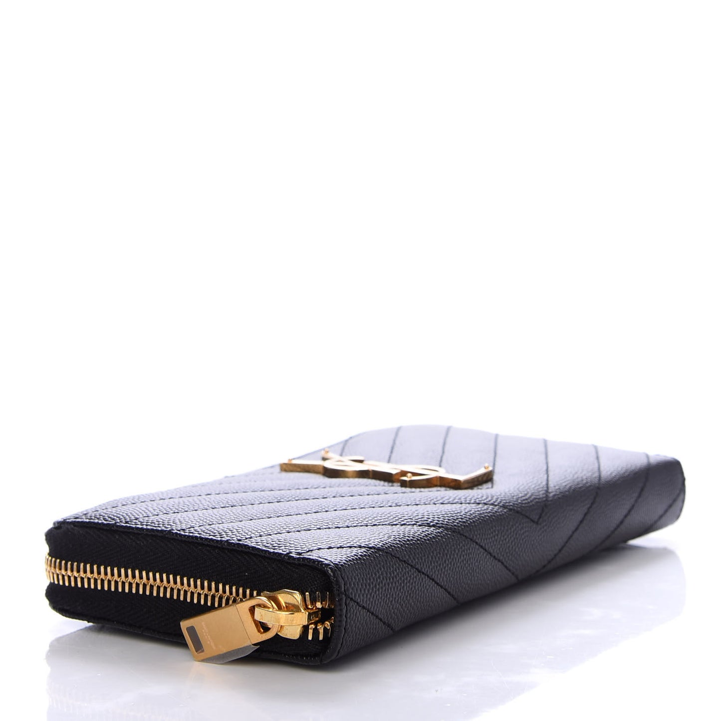 Grain De Poudre Matelasse Chevron Monogram Zip Around Wallet Black