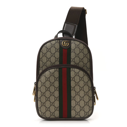 Gucci GG Supreme Monogram Web Small Ophidia Sling Backpack Beige Ebony New Acero Beige Ebony New Acero Beige Ebony New Acero 1 of 10