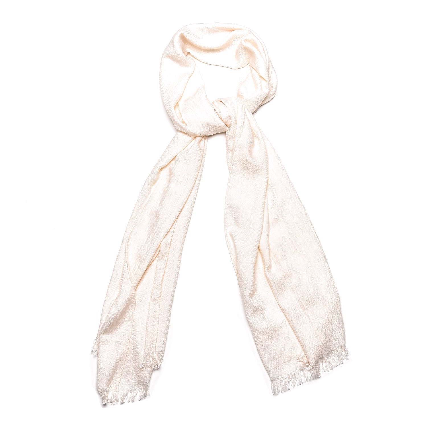 Hermes Cashmere Silk Ex Libris Stole White 1 of 9
